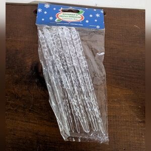 Vintage Bronner's Christmas Wonderland Clear Plastic Twisted Icicle Ornaments 12